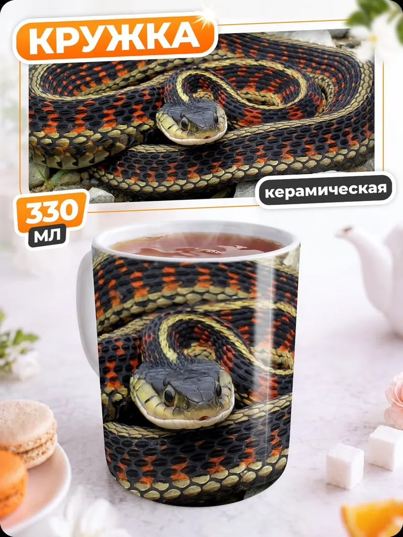Кружка керамическая Змея свернулась кольцом