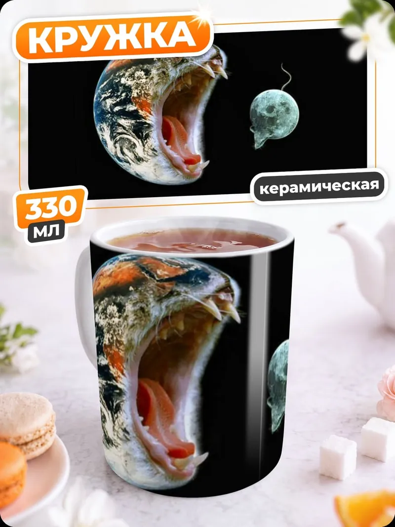 Кружка керамическая Земля и луна