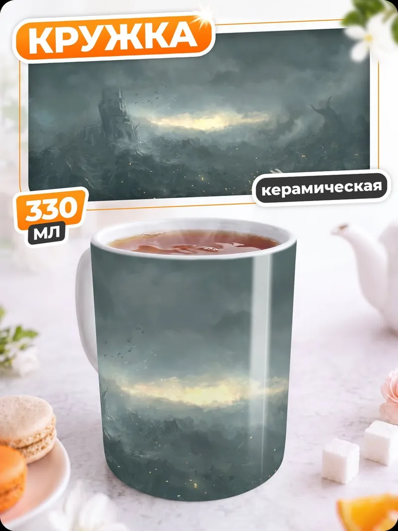 Кружка керамическая Мрачный город под небом