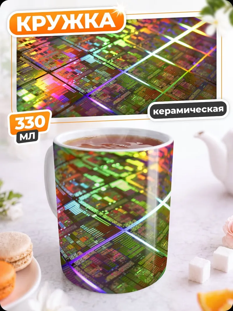 Кружка керамическая Микросхема радуга