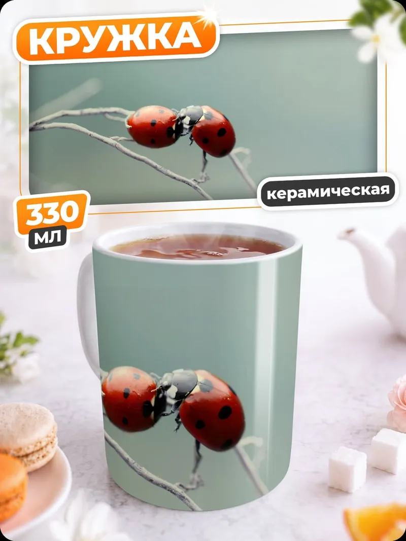 Кружка керамическая Две божьих коровки