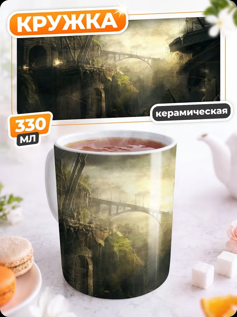 Кружка керамическая Мрачный индустриальный пейзаж