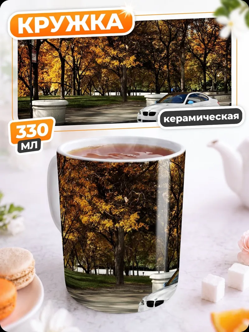 Кружка керамическая Белое купе осенью