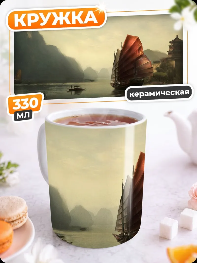 Кружка керамическая Китайская джонка