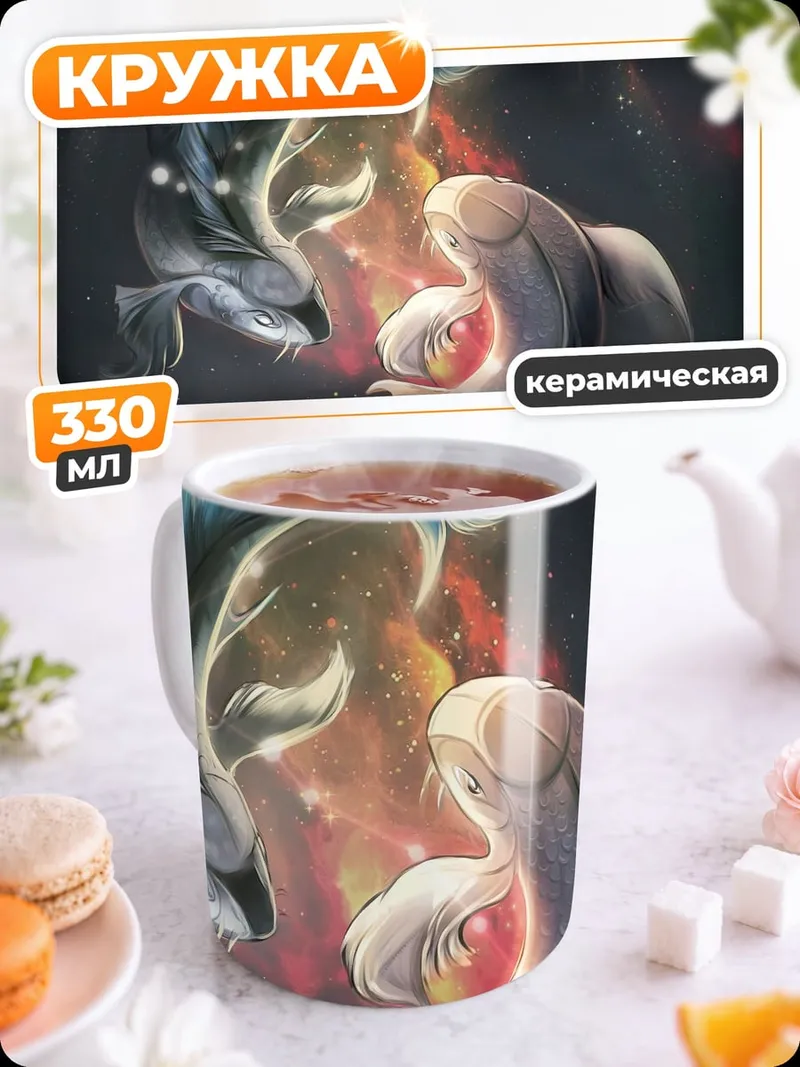 Кружка керамическая Рыбы зодиак