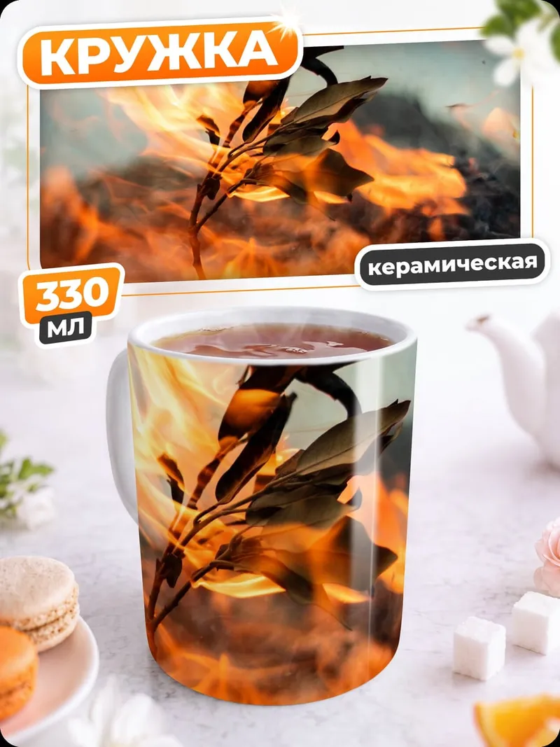 Кружка керамическая огонь пожирает