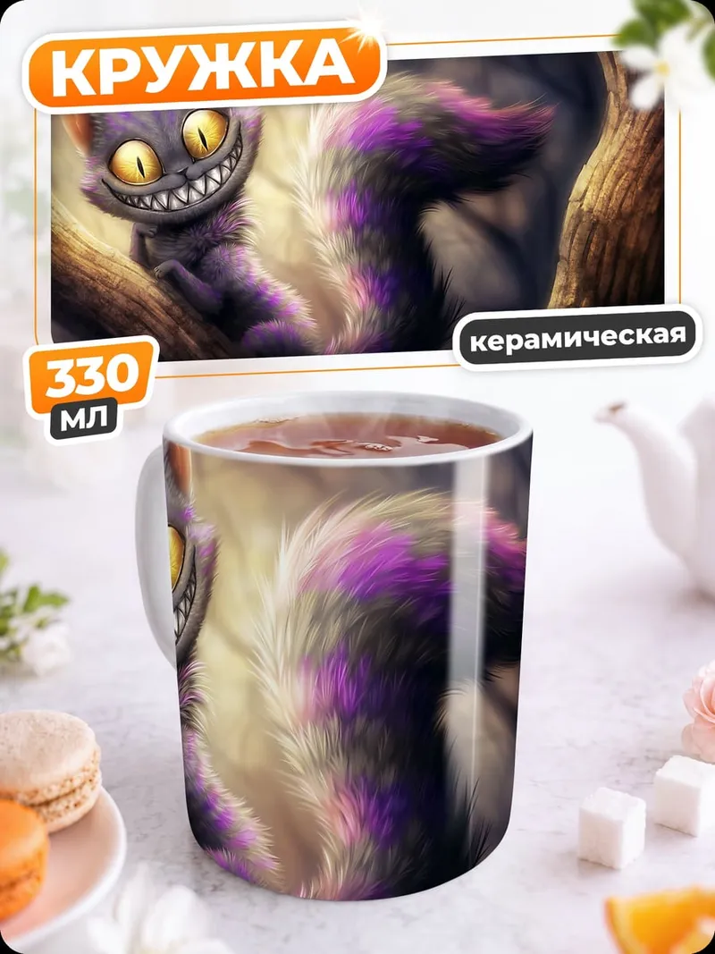 Кружка керамическая чеширский кот улыбка
