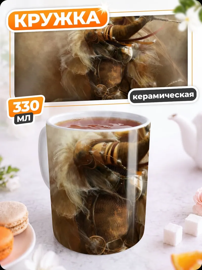 Кружка керамическая Воительница с мечом