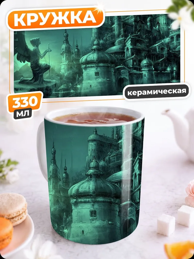 Кружка керамическая Загадочный город фэнтези