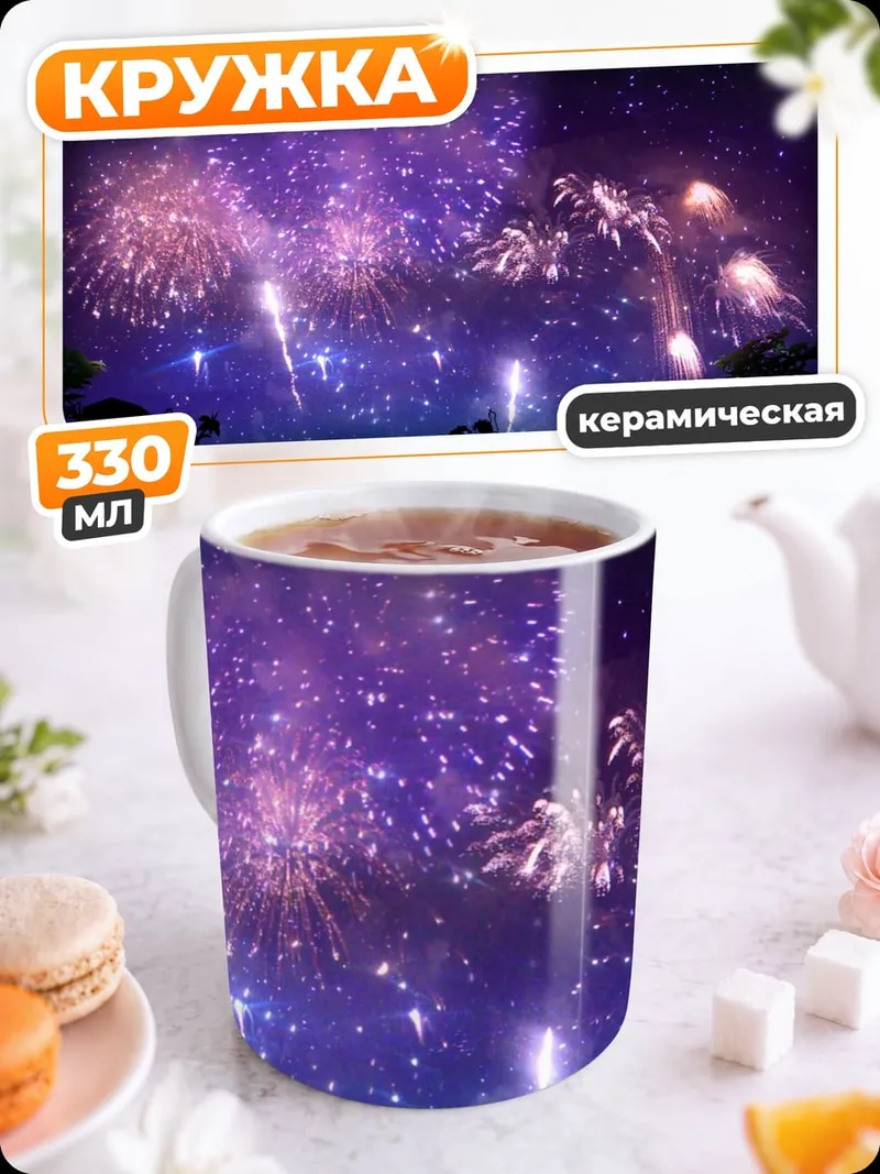 Кружка керамическая Ночной салют пара
