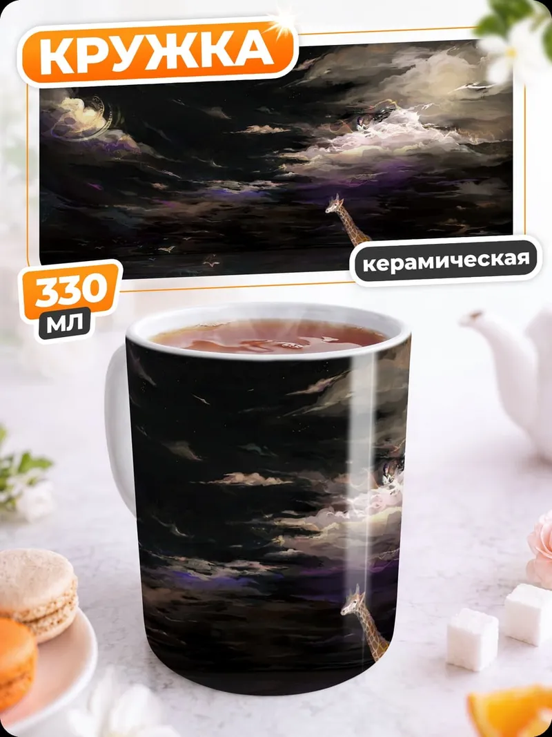 Кружка керамическая Жираф под звездами