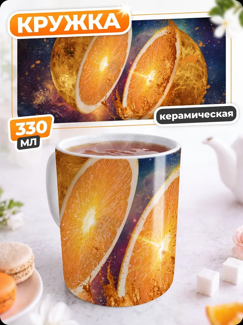 Кружка керамическая Космический Апельсин Взрыв