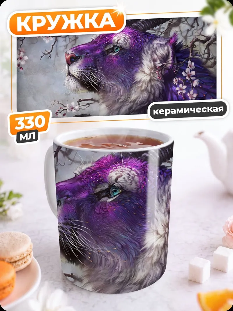 Кружка керамическая фиолетовый зверь