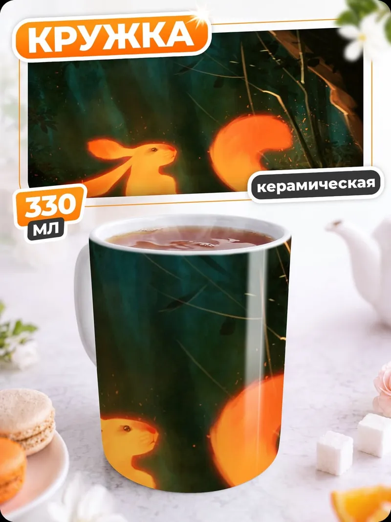 Кружка керамическая Светящийся бельчонок