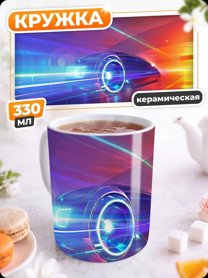 Кружка керамическая Неоновый автомобиль