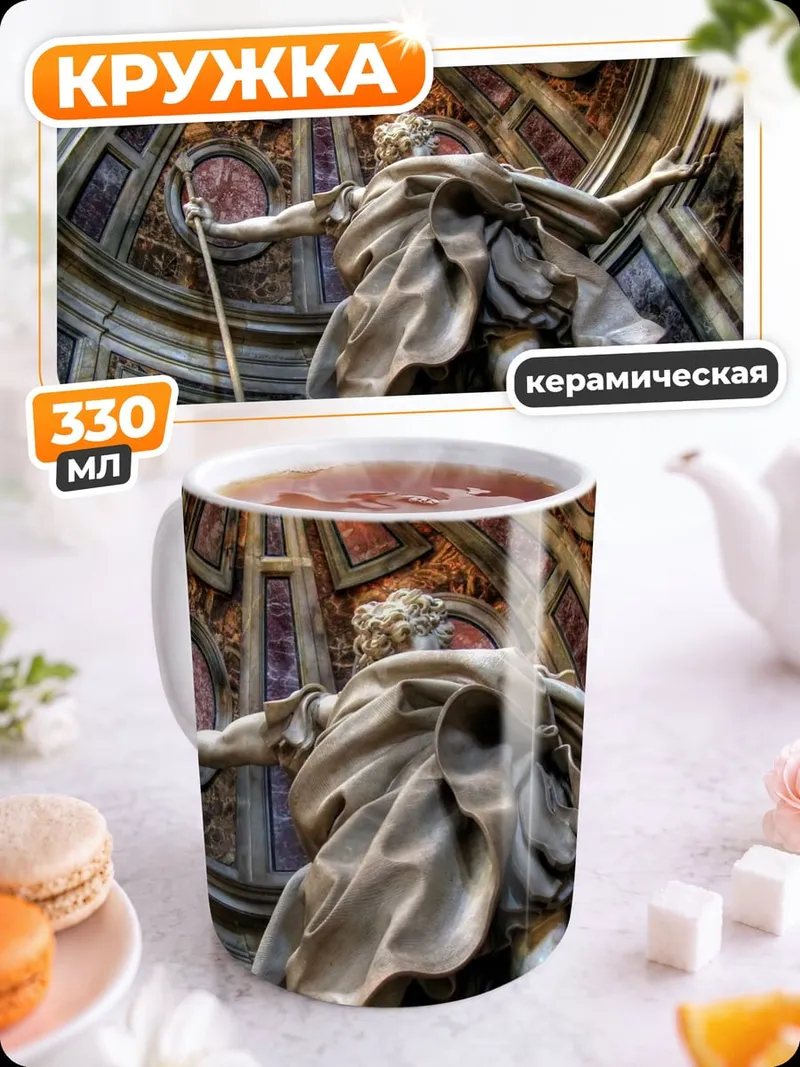 Кружка керамическая античный воин статуя
