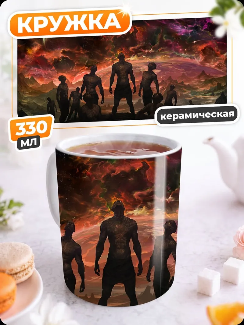 Кружка керамическая Силуэты на фоне неба