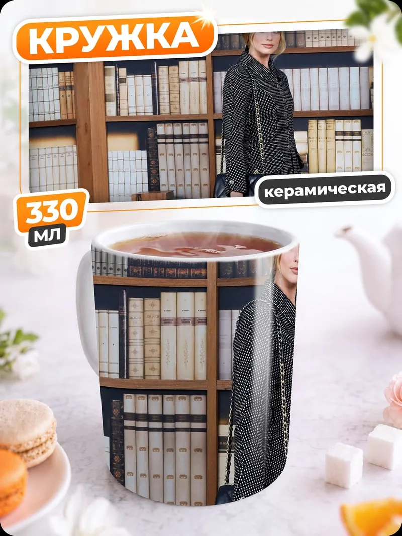 Кружка керамическая Женщина в библиотеке