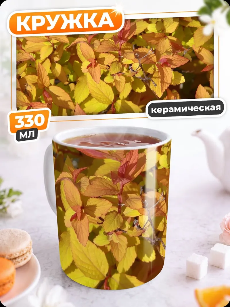 Кружка керамическая Золотая листва осенью