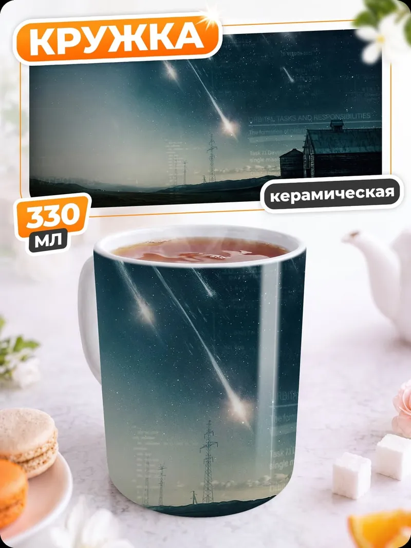 Кружка керамическая звездопад над домом