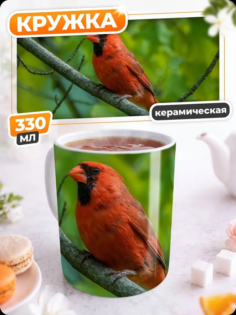 Кружка керамическая красный кардинал