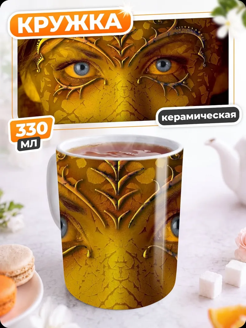 Кружка керамическая Золотая маска