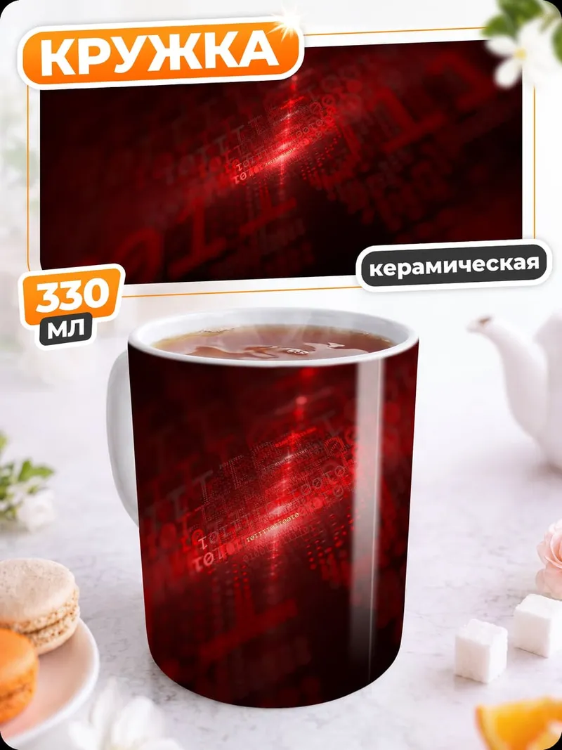 Кружка керамическая Красная абстракция свет