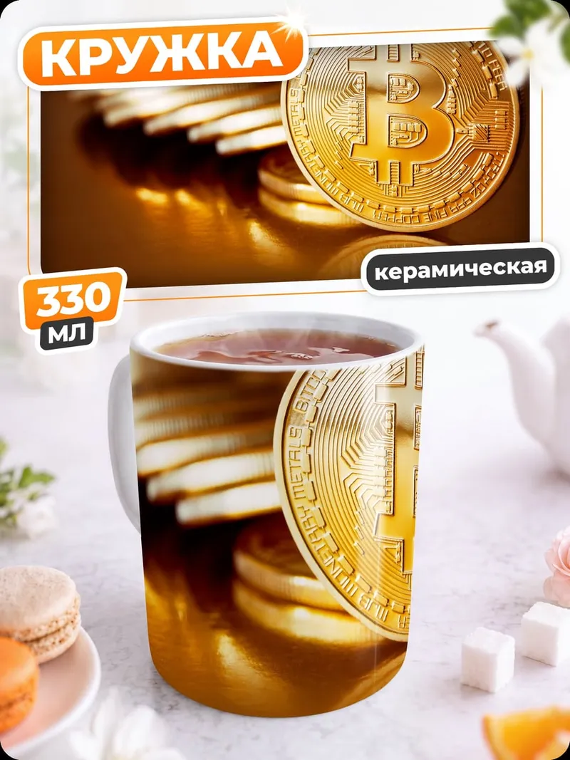 Кружка керамическая Золотой биткоин монета