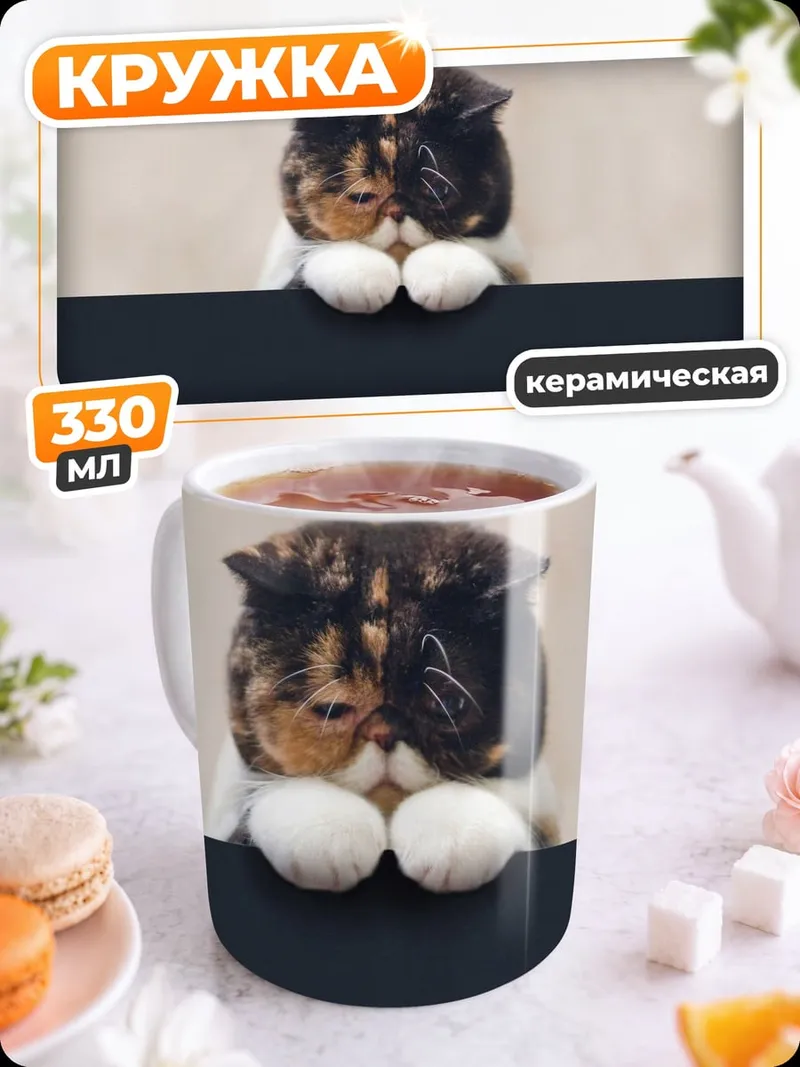 Кружка керамическая Грустный котенок