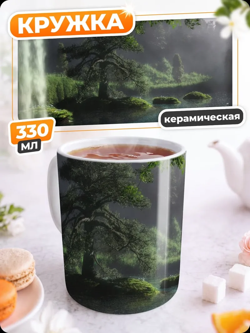 Кружка керамическая Водопад в тумане