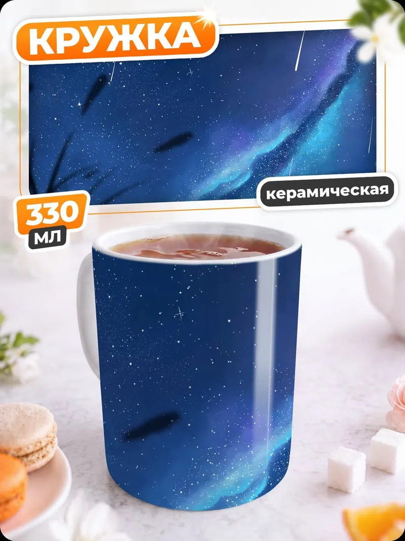 Кружка керамическая звездная ночь пара