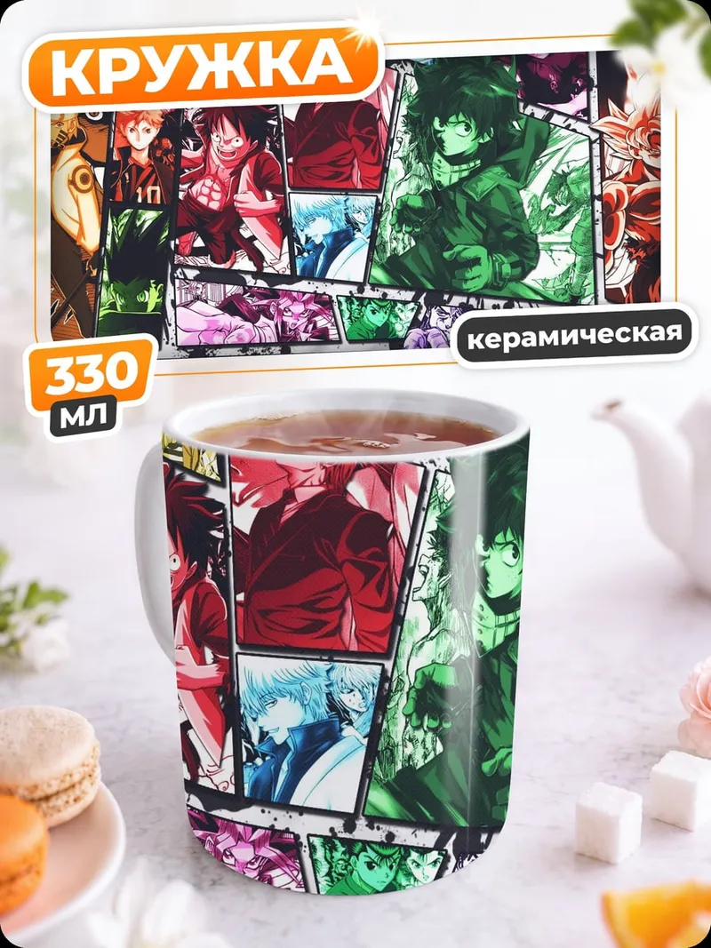 Кружка керамическая Коллаж аниме героев