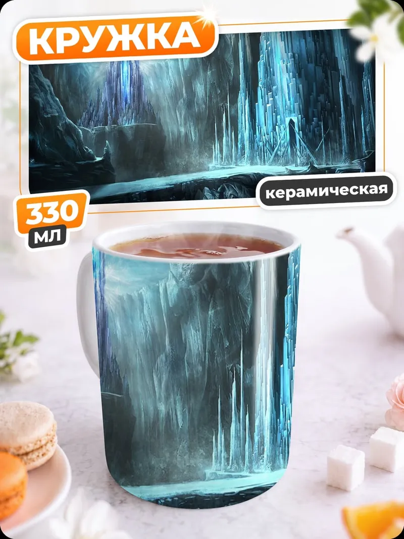 Кружка керамическая ледяная пещера