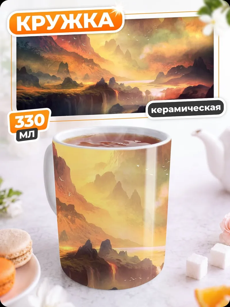 Кружка керамическая Фантастический горный пейзаж