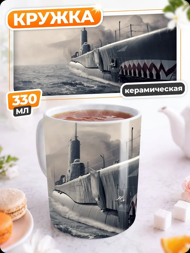 Кружка керамическая Подводная лодка акула
