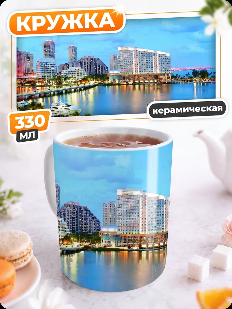 Кружка керамическая городской пейзаж ночью