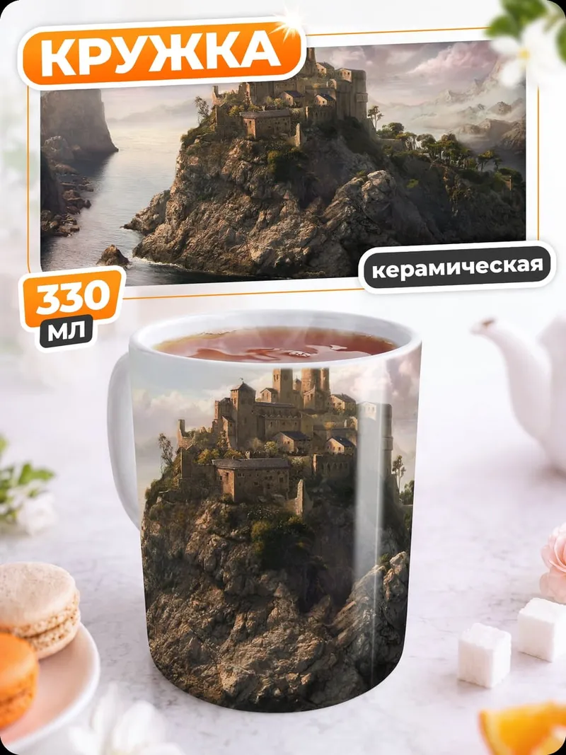 Кружка керамическая Замок на скале