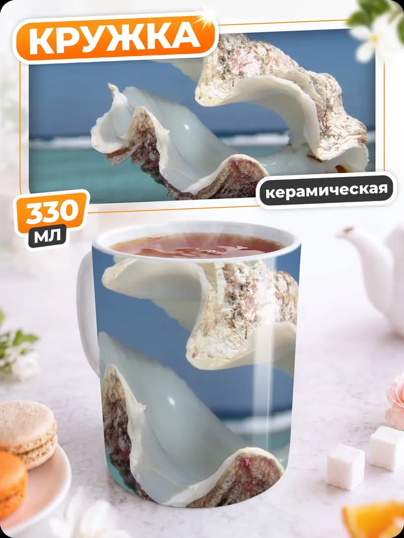Кружка керамическая морская раковина