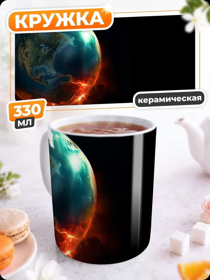 Кружка керамическая Планета Земля в огне