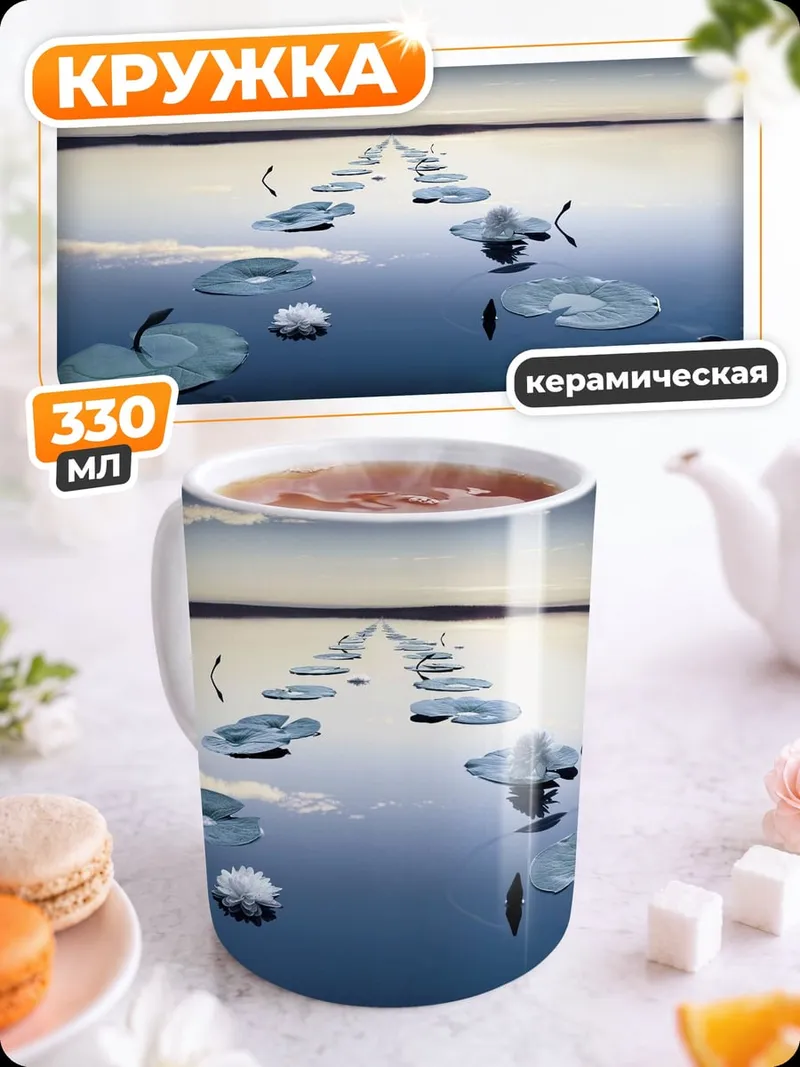 Кружка керамическая Дорожка из кувшинок