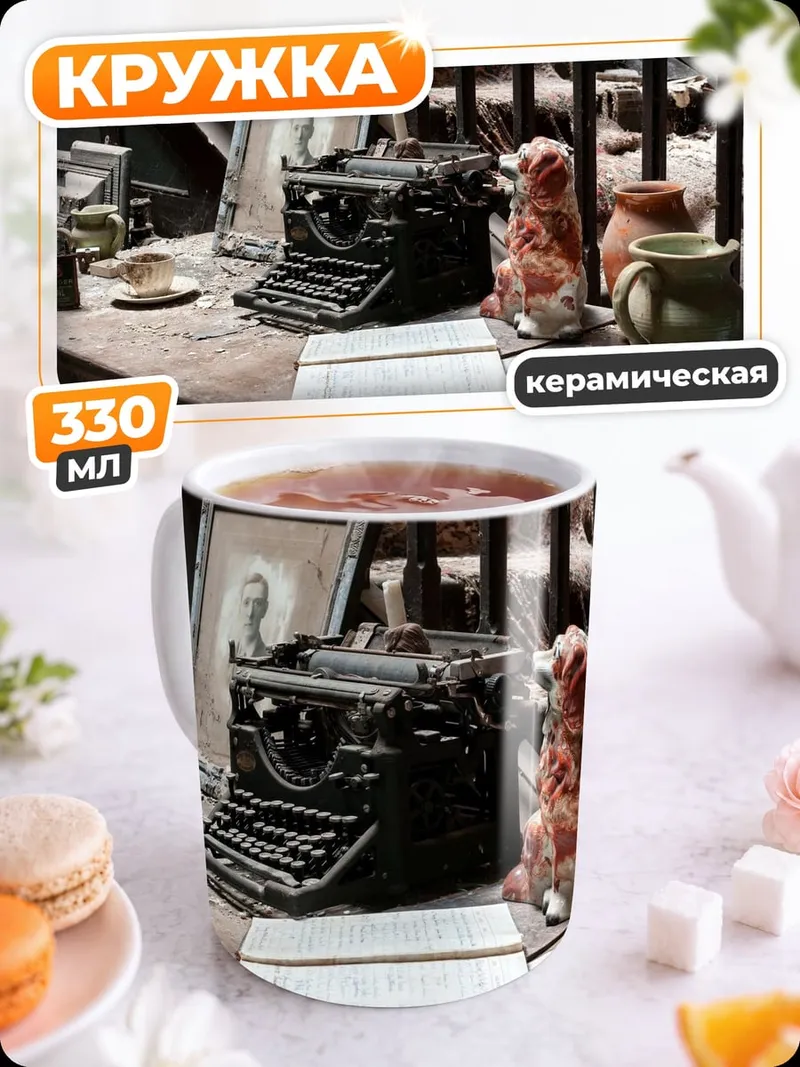 Кружка керамическая Старинная пишущая машинка