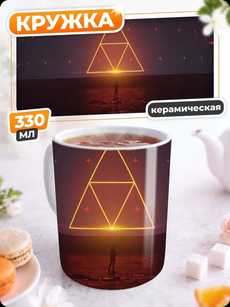 Кружка керамическая неоновый треугольник