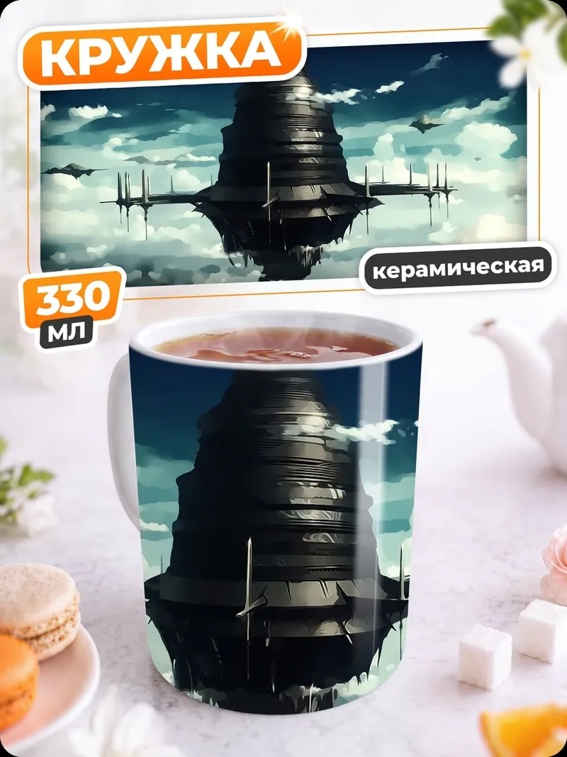 Кружка керамическая летающий замок