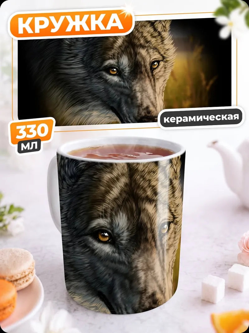 Кружка керамическая Портрет волка