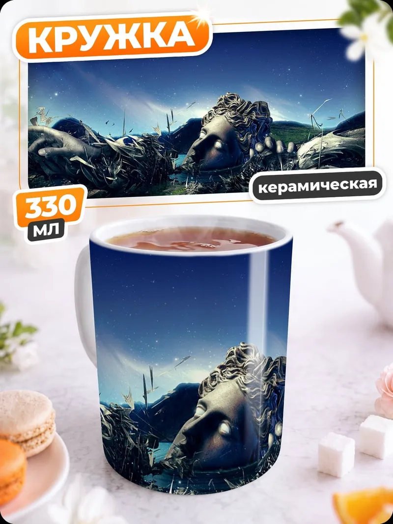 Кружка керамическая Разрушенный мир под луной