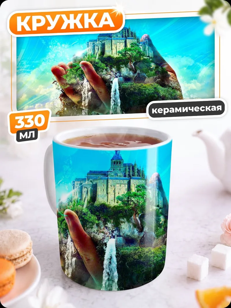 Кружка керамическая Замок в руке