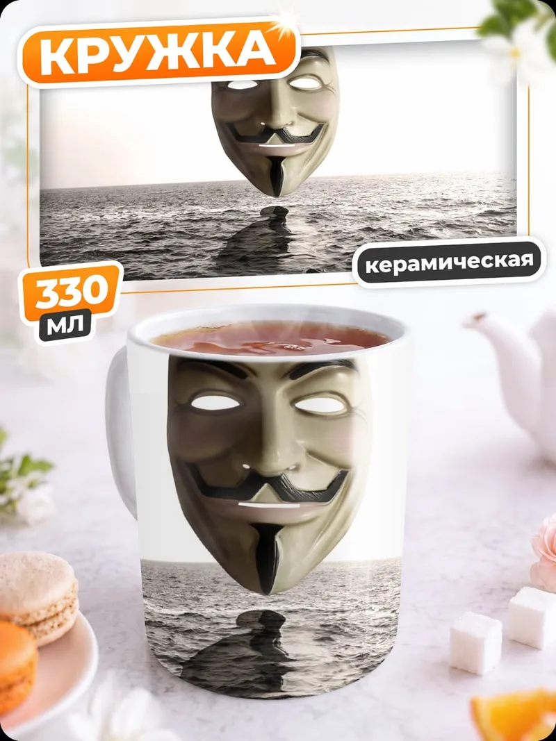 Кружка керамическая маска гая фокса