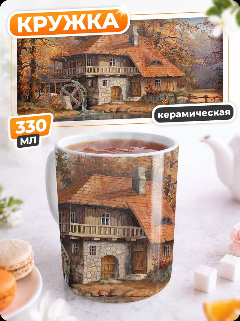 Кружка керамическая Осенняя мельница