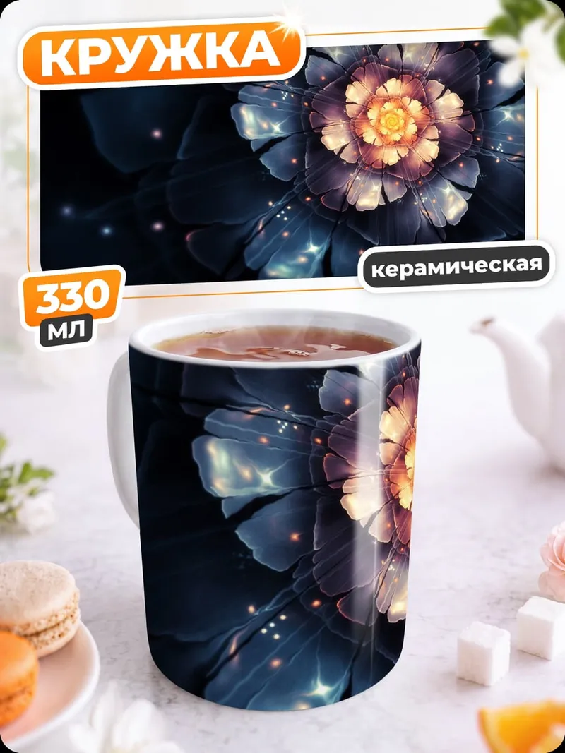 Кружка керамическая Фрактальный цветок