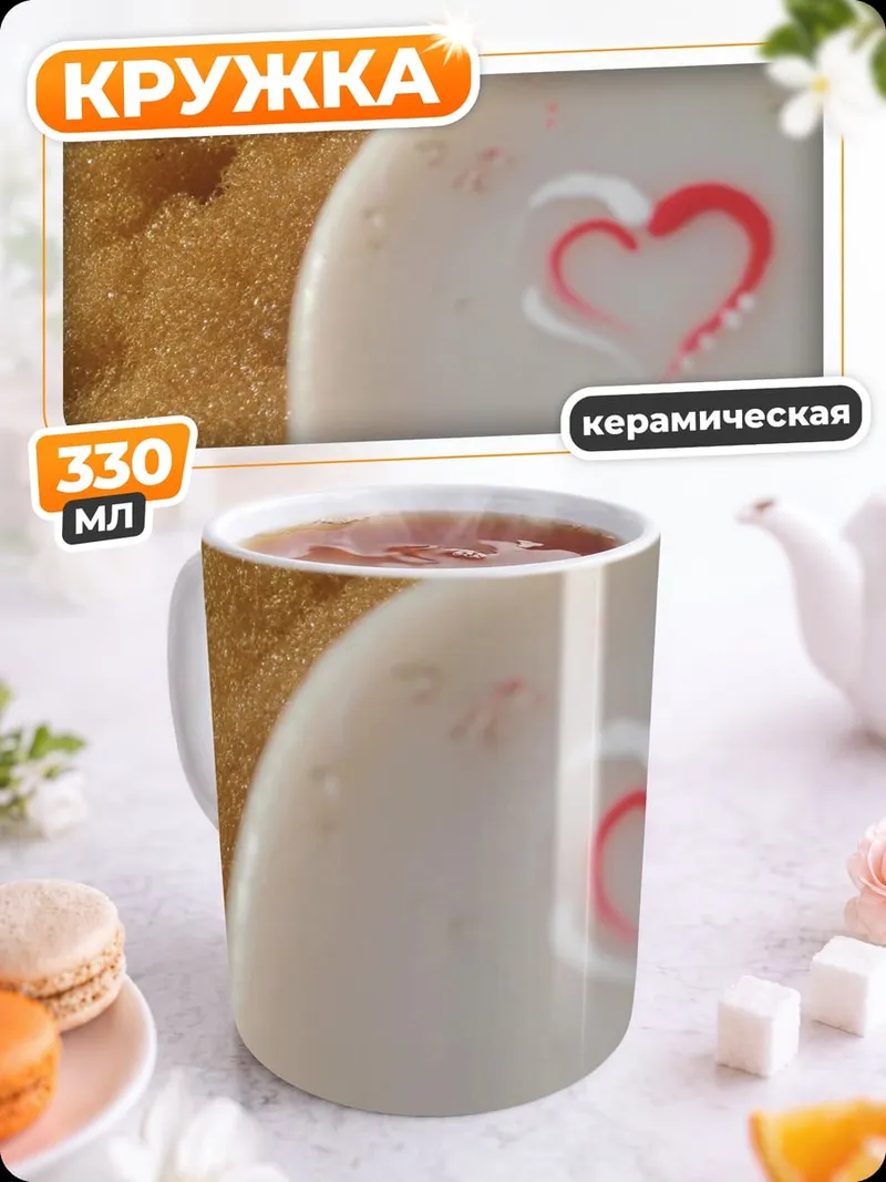 Кружка керамическая сердце на камне